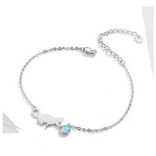 Foto 2 | Foto 2 | Pulsera De Plata 925 Con Forma De Gato Con Ópalo Para Mujer Con Caja De Regalo - Venta Internacional.