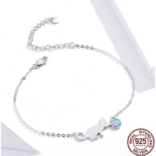 Foto 3 | Foto 3 | Pulsera De Plata 925 Con Forma De Gato Con Ópalo Para Mujer Con Caja De Regalo - Venta Internacional.