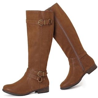 Foto 1 | Foto 1 | Botas Hasta La Rodilla Ruiee Para Mujer Elegantes Puntera Redonda Color Canela - Venta Internacional.