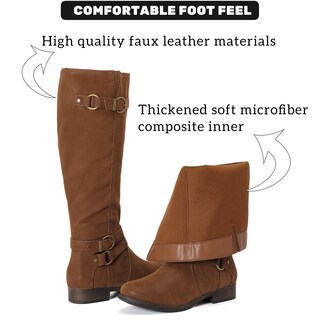 Foto 2 | Foto 2 | Botas Hasta La Rodilla Ruiee Para Mujer Elegantes Puntera Redonda Color Canela - Venta Internacional.