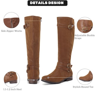 Foto 3 | Foto 3 | Botas Hasta La Rodilla Ruiee Para Mujer Elegantes Puntera Redonda Color Canela - Venta Internacional.