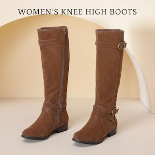 Foto 4 | Foto 4 | Botas Hasta La Rodilla Ruiee Para Mujer Elegantes Puntera Redonda Color Canela - Venta Internacional.