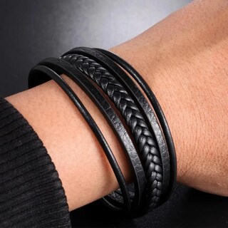 Foto 3 | Foto 3 | Pulsera De Cuero Con Hebilla Magnética Para Hombre O Mujer - Venta Internacional.