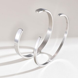 Foto 4 | Foto 4 | Brazalete Mealguet De Acero Inoxidable Para Hombre 2 Unidades Color Plateado - Venta Internacional.