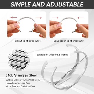 Foto 6 | Foto 6 | Brazalete Mealguet De Acero Inoxidable Para Hombre 2 Unidades Color Plateado - Venta Internacional.