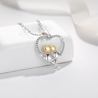 Foto 3 | Foto 3 | Collar De Plata De Ley 925 Con Forma De Corazón  Gatos Enamorados  Para Mujer - Venta Internacional.