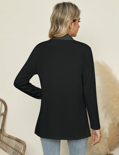 Foto 6 | Foto 6 | Cárdigan Micoson Ligero Con Bolsillos Para Mujer Negro Y Gris Xxl - Venta Internacional.