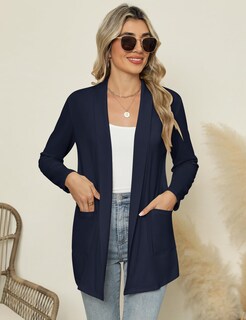 Foto 4 | Foto 4 | Cárdigan Micoson Ligero Para Mujer Con Bolsillos  Color Azul Marino  Talla S - Venta Internacional.