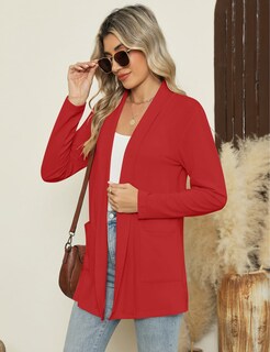 Foto 3 | Foto 3 | Cárdigan Micoson Lightweight Summer Para Mujer Color Rojo Talla S - Venta Internacional.