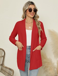 Foto 4 | Foto 4 | Cárdigan Micoson Lightweight Summer Para Mujer Color Rojo Talla S - Venta Internacional.