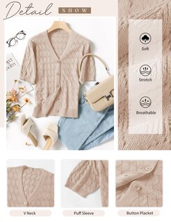 Foto 5 | Foto 5 | Jersey Tipo Cárdigan Ieccp Manga Corta Cuello En V Para Mujer - Venta Internacional.