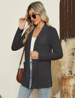 Foto 3 | Foto 3 | Cárdigan Micoson Ligero Con Parte Delantera Abierta Gris Antracita - Venta Internacional.