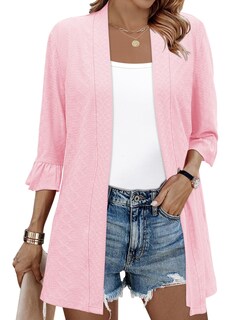 Foto 1 | Foto 1 | Jersey Tipo Cárdigan Ieccp Con Manga 3/4 Y Parte Delantera Abierta  Color Rosa  Para Mujer - Venta Internacional.