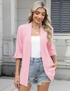 Foto 2 | Foto 2 | Jersey Tipo Cárdigan Ieccp Con Manga 3/4 Y Parte Delantera Abierta  Color Rosa  Para Mujer - Venta Internacional.