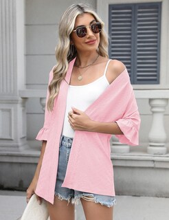 Foto 3 | Foto 3 | Jersey Tipo Cárdigan Ieccp Con Manga 3/4 Y Parte Delantera Abierta  Color Rosa  Para Mujer - Venta Internacional.