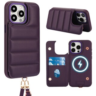 Foto 1 | Foto 1 | Funda Tipo Cartera Con Forma De Bandolera Jeffene Para Iphone 14 Pro Max Color Morado Oscuro - Venta Internacional.