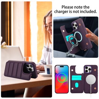 Foto 5 | Foto 5 | Funda Tipo Cartera Con Forma De Bandolera Jeffene Para Iphone 14 Pro Max Color Morado Oscuro - Venta Internacional.