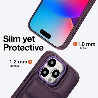 Foto 6 | Foto 6 | Funda Tipo Cartera Con Forma De Bandolera Jeffene Para Iphone 14 Pro Max Color Morado Oscuro - Venta Internacional.