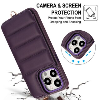 Foto 7 | Foto 7 | Funda Tipo Cartera Con Forma De Bandolera Jeffene Para Iphone 14 Pro Max Color Morado Oscuro - Venta Internacional.