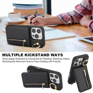 Foto 7 | Foto 7 | Funda Tipo Cartera Tipo Bandolera Jcxtrombulous Para Iphone 13 Pro Max Color Negro - Venta Internacional.