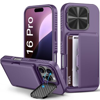 Foto 1 | Foto 1 | Funda De Teléfono Bxyjy Para Iphone 16 Pro Con Tarjetero Color Morado Oscuro - Venta Internacional.