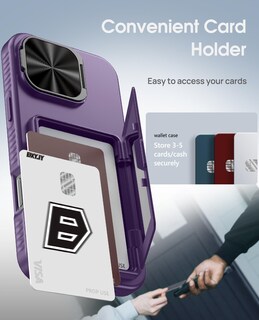 Foto 4 | Foto 4 | Funda De Teléfono Bxyjy Para Iphone 16 Pro Con Tarjetero Color Morado Oscuro - Venta Internacional.