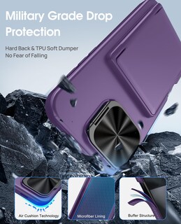 Foto 6 | Foto 6 | Funda De Teléfono Bxyjy Para Iphone 16 Pro Con Tarjetero Color Morado Oscuro - Venta Internacional.