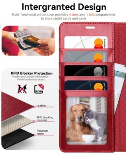 Foto 3 | Foto 3 | Funda Tipo Cartera Ocase Compatible Con El Galaxy S25 Ultra De 6.9 Pulgadas Color Rojo - Venta Internacional.