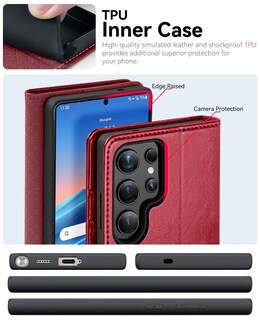 Foto 5 | Foto 5 | Funda Tipo Cartera Ocase Compatible Con El Galaxy S25 Ultra De 6.9 Pulgadas Color Rojo - Venta Internacional.