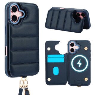 Foto 1 | Foto 1 | Funda Tipo Cartera Con Forma De Bandolera Jeffene Para Iphone 16 Color Azul Oscuro - Venta Internacional.