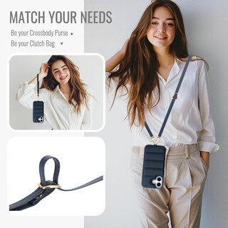 Foto 2 | Foto 2 | Funda Tipo Cartera Con Forma De Bandolera Jeffene Para Iphone 16 Color Azul Oscuro - Venta Internacional.