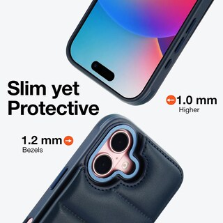 Foto 6 | Foto 6 | Funda Tipo Cartera Con Forma De Bandolera Jeffene Para Iphone 16 Color Azul Oscuro - Venta Internacional.