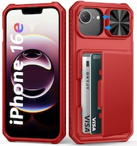 Funda Tipo Cartera Bxyjy Para Iphone 16e Con Tarjetero  Color Rojo - Venta Internacional.