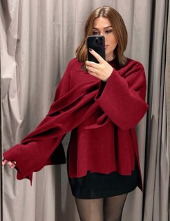 Foto 2 | Foto 2 | Chaqueta Tipo Bufanda Kissonic Para Mujer De Punto Con Botones Color Rojo - Venta Internacional.