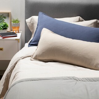 Foto 1 | Foto 1 | Pack De 2 Fundas De Cojín 100% Algodón Gris Y Azul 50 X 90 Cm - Venta Internacional.