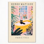 Lienzo Decorativo Vintage De Henri Matisse Divertido Gato Negro 40 X 60 Cm - Venta Internacional.