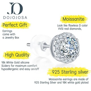Foto 2 | Foto 2 | Pendientes Dojojosa Moissanite De Plata De Ley 925 De 1 Quilate - Venta Internacional.