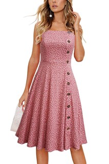 Foto 3 | Foto 3 | Vestido De Verano Liyinxi Sin Mangas Con Tirantes Finos Lunares Rosa - Venta Internacional.