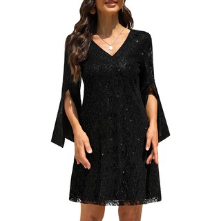 Foto 1 | Foto 1 | Vestido Cooan Con Lentejuelas De Encaje Formal Para Invitadas A Una Boda Cóctel Para Mujer - Venta Internacional.