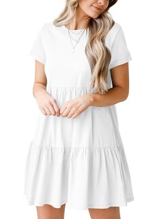Foto 1 | Foto 1 | Vestido Liooil Para Mujer Verano 2025 Cuello Redondo Manga Corta Escalonada - Venta Internacional.