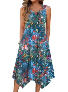 Foto 1 | Foto 1 | Vestido Zeagoo Boho Con Estampado Floral Sin Mangas Para Mujer - Venta Internacional.