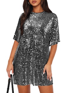 Foto 1 | Foto 1 | Vestido Miyieonz Con Cuello Redondo Y Lentejuelas Reversible Negro Para Mujer - Venta Internacional.