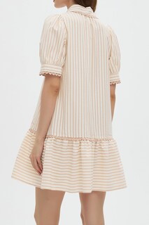 Foto 3 | Foto 3 | Vestido Ezapine A Rayas Para Mujer Con Cuello Y Manga Corta Color Caqui - Venta Internacional.