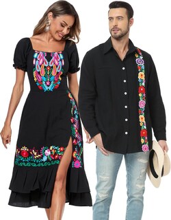 Foto 5 | Foto 5 | Vestido Largo Yzxdorwj Con Volantes Bordados Mexicanos Para Mujer - Venta Internacional.