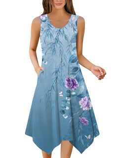 Foto 2 | Foto 2 | Vestido Zeagoo Sin Mangas Con Cuello En O Con Estampado Tropical Para Mujer - Venta Internacional.