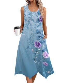 Foto 3 | Foto 3 | Vestido Zeagoo Sin Mangas Con Cuello En O Con Estampado Tropical Para Mujer - Venta Internacional.