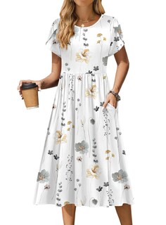 Foto 1 | Foto 1 | Vestido Casual Zeagoo Con Estampado Floral Aline Midi Con Bolsillos Para Mujer - Venta Internacional.