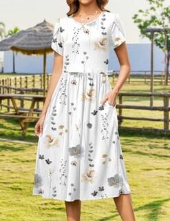 Foto 3 | Foto 3 | Vestido Casual Zeagoo Con Estampado Floral Aline Midi Con Bolsillos Para Mujer - Venta Internacional.