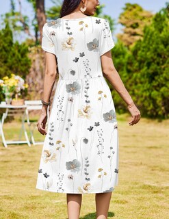 Foto 5 | Foto 5 | Vestido Casual Zeagoo Con Estampado Floral Aline Midi Con Bolsillos Para Mujer - Venta Internacional.