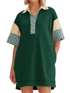 Foto 1 | Foto 1 | Vestido Tipo Sudadera Wenrine Con Cuello En V  Color Block  Verde Oscuro - Venta Internacional.